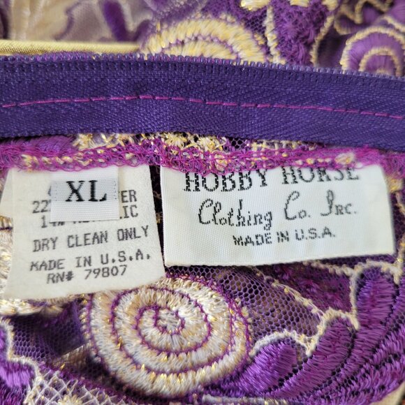 Hobby Horse Purple Gold Embroidered Sleeveless Blouse XL Vest Show - Picture 3 of 6